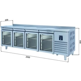 Resim Galleyz Tezgah Tip Buzdolabı - 4 Cam Kapılı - 250X60X85 cm 