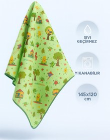 Resim Minimono Mama Sandalyesi Altı ve Aktivite Bakım Örtüsü - Sıvı Geçirmez Kaydırmaz Yıkanabilir - 145x120cm - Yeşil - Yeşil / Standart 