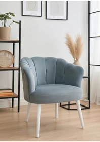 Resim Waterybrook Tekli Berjer Koltuk - Papatya Babyface Kumaş Beyaz Ayaklı - 13 Renk Seçeneği Gri 