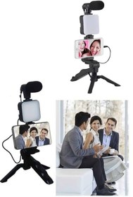 Resim ZERO LAND MTXDPN Telefon Tutucu Led Işıklı Kumandalı Mikrofon Telefon Vlog (201853) Video Kayıt 