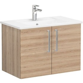 Resim VitrA Root Flat Kapaklı Lavabo Dolabı 80 Cm Doğal Meşe 66386 Çok Renkli 