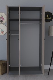 Resim Remaks Fuga 3 Kapaklı Elbise Dolabı - Antrasit Gövde Cordoba Kapak 