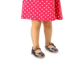 Resim Kiko Kids Incili Günlük Cırtlı Kız Çocuk Babet Ayakkabı 253 Vakko Bareti Platin 