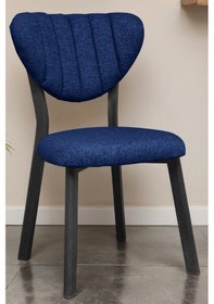 Resim Nemeron Mutfak Masa Sandalyesi Kafe Restoran Yemek Odası Çizgili Yarmalı Sandalye Silinebilir - Lacivert Lacivert 