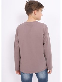 Resim Toontoy Kids Toontoy Erkek Çocuk Hey You Look Baskılı Sweatshirt Acı Kahverengi 