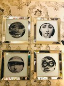 Resim Biev Ayna Çerçeveli Cam Baskı Tablo 4lü Set 40X40 CM 
