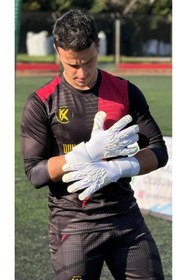 Resim Yeni Kx Spor ‘CRAZY’ Profesyonel Kaleci Eldiveni - Beyaz 