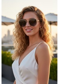 Resim Daniel Klein Dk4329-2 Siyah Gold Grace Round Modern Tasarım Premium Kadın Güneş Gözlüğü Gold 