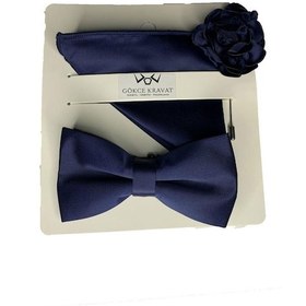Resim Brianze Lacivert Papyon Mendil ve Yaka Çiçeği Set (533369403) Lacivert 