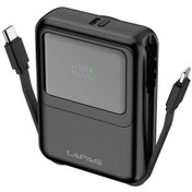 Resim 10000 mAh Kablosuz Powerbank Dijital LED Ekranlı, Type-C & Lightning Kabloları, Güçlü 15W Hızlı Şarj 