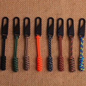 Resim 4/8 adet 3.9 inç değiştirilebilir fermuar başlıkları, paracord dokuma fermuar başlıkları, çok renkli kombinasyonlar, polyester çekirdek hattlarında metal fermuar kaydırıcıları ile. 