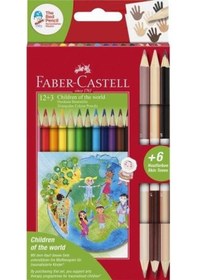 Resim Faber-Castell Kuruboya 12+3 Bicolor Dünya Ç.Üçgen 5171201744 