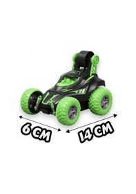 Resim Uzaktan Kumandalı Akrobat Araba - 360 Derece Dönen Takla Atan Çılgın Stunt Car - Yeşil 