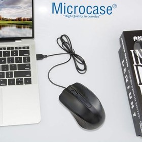 Resim Microcase 1600 DPI USB Kablolu Optik Mouse-AL4621 YK4512 (Kırmızı) 