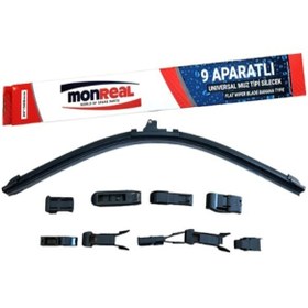 Resim Monreal Araç Oto Silecek Süpürgesi Muz Tipi 9 Aparatlı Universal 700 Mm- Tüm Araçlara Uyumlu 