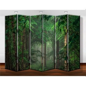 Resim Dekobul Orman 6 Kanat Tekerlekli Kanvas Paravan 