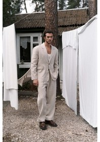 Resim Bohemai Carlo Naturel Keten Erkek Blazer Naturel 