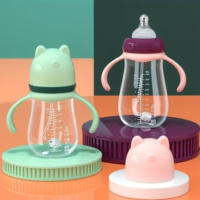 Resim 240 ml Yenidoğan Bebek Sevimli Kedi Kulaklı PP Şişe, 110 Derece Isıya Dayanıklı, Geniş Ağızlı Bebek Şişesi, Kırılmaz Bebek Su Bardağı, Yenidoğan Bebek Hediyesi, Doğum Günü Hediyesi 