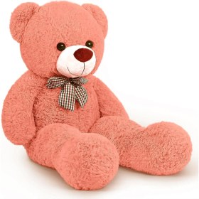 Resim Sole Yeni Yıla Özel : Elinde Baskılı Kalbi ve Noel Şapkalı 90 cm Papyonlu Peluş Ayıcık - Yeni Yıl Temalı 