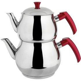 Resim Paslanmaz Çelik Çaydanlık Mini Boy Kırmızı 