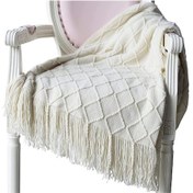 Resim Püsküllü Yumuşak Örme Yün Battaniye, Sevimli Battaniye, Kanepe Battaniyesi, Uyku Battaniyesi, Orta Gri 150 X 200 Cm 