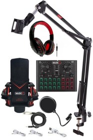 Resim Midex Gmx-1 Record Head Set Condenser Mikrofon Kulaklık Ses Kartı Canlı Yayın Paketi (telefon Ve Pc) 