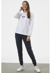 Resim Nakış Detaylı Oversize Eşofman Takım - Beyaz 001 