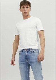 Resim Jack & Jones Bisiklet Yaka Basic Tisört-Organic 12156101 Beyaz 