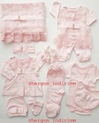 Resim Ultralüx Dantel Güpürlü 10Lu Kız Bebek Hastane Çıkış Set Çok Renkli 