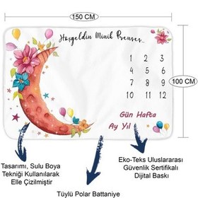 Resim Pelikandükkan Bebek Hediye Aylık Fotoğraf Anı Battaniyesi, Kız Bebek Yeni Doğan 