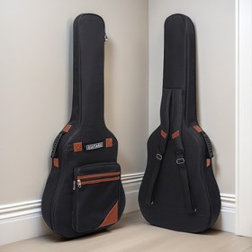 Resim 41 İnç Siyah Akustik Gitar Kılıfı, Kalınlaştırılmış Dolgulu, Rahat Kolu ve Çoklu Cebi - Dayanıklı Kumaş Koruyucu Kapak Seyahat ve Depolama için, Gitar Çantası, Güvenli Enstrüman Depolama, Şık Tasarım, Sağlam Yapı 