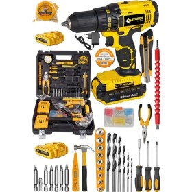 Resim Darbeli Metal Mandren Seti 99 Parça Çift Akülü Turbo Şarjlı Matkap 