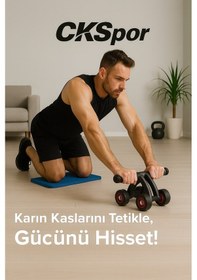 Resim 4 Tekerlekli Mekik Aleti Ab Wheel Diz Matı Hediyeli Karın Egzersiz Aleti Cks452 