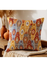 Resim Etnik Desenli Kilim Dokulu Kırlent Kılıfı 40 x 40 