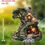 Resim 2D Düz Plastik Peri Masalı Ağaç Evi Bahçe İşareti - 19.81x13.97 cm, Pil Gerektirmez, Saksı Bitkileri ve Çiçek Bahçeleri için Dış Mekan Dekoru, İdeal Paskalya Hediyesi, Şenlikli Tatil Dekorasyonu | Kafa Yormayan Ağaç Evi Tasarımı | Detaylı El Sanatları, Bahçe Dekoru 