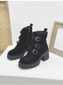 Resim 25k101069 Toka Detaylı Hakiki Deri 8cm Topuklu Bot Kadın 001 