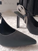 Resim RUXENE ASTRA TAŞ İŞLEME DETAYLI, SİVRİ BURUN, TOPUK DEKOLTELİ SATEN / MAT CİLT 9,5 CM STİLETTO 