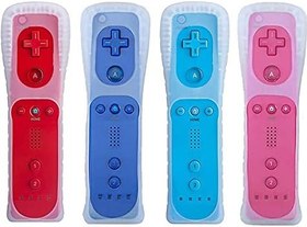 Resim Tevodo Wii Remote Controller, 4 Packs Upgrade Wii Wireless Controller Compatible with Wii Wii U(Red Blue Pink Deep Blue) 