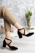 Resim Aymer 7 Punt Karnıyarık Siyah Süet Stiletto 
