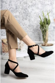 Resim Aymer 7 Punt Karnıyarık Siyah Süet Stiletto 