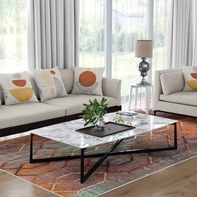 Resim Monnhein Yıkanabilir Halı ve Yolluk - Kaymaz Tabanlı Salon Halısı, Mutfak Halısı, Modern Dijital Baskı Tasarım (0266) 