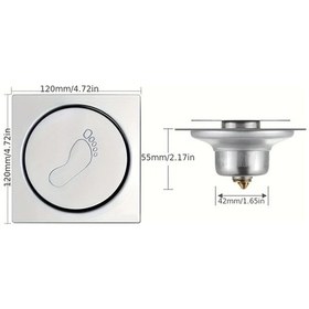 Resim Elmpaly Sıçrama Basma Tipi Kare Duş Altı Izgarası 4 72x4 72 Inç Dayanıklı Metal Süzgeç Çıkarılabilir 