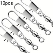 Resim 10 Adet Demir Balıkçılık Snap Dönerleri, Interlock Snap ile Rulo Fıçı Döner, Pürüzsüz Döndürme için Dayanıklı Metal Balıkçılık Bağlantısı, Korozyona Dirençli Kaplama, Tatlısu ve Tuzlu Su Balıkçılığı için Çok Yönlü Kullanım için #2, #4, #6, #8, #10, #12 Boyutları Dahil, Balıkçılık Aksesuarları | Yaylı Snap | Dayanıklı Demir Yapı 