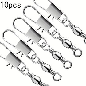 Resim 10 Adet Demir Balıkçılık Snap Dönerleri, Interlock Snap ile Rulo Fıçı Döner, Pürüzsüz Döndürme için Dayanıklı Metal Balıkçılık Bağlantısı, Korozyona Dirençli Kaplama, Tatlısu ve Tuzlu Su Balıkçılığı için Çok Yönlü Kullanım için #2, #4, #6, #8, #10, #12 Boyutları Dahil, Balıkçılık Aksesuarları | Yaylı Snap | Dayanıklı Demir Yapı 