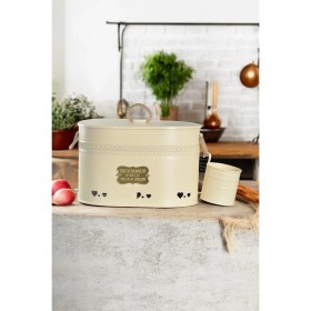 Resim Feyza Design Oval Metal Patates ve Soğan Kovası, 2 Bölmeli ve Sarımsaklı Mutfak Düzenleyici 