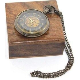 Resim Ahşap Kutulu Pirinç Köstekli Saat 16132 01 