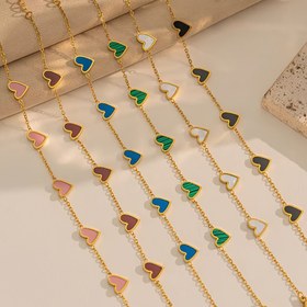 Resim 1 Adet En Çok Satan 304 Paslanmaz Çelik 18K Altın Kaplama Çok Renkli Kalp Bilezik, Günlük Kullanım veya Parti Kıyafetleri İçin İdeal, Mükemmel Sevgililer Günü Hediyesi 