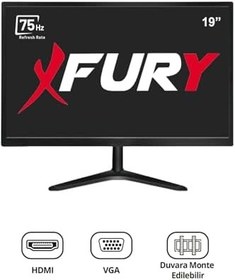 Resim FURY 19" Geniş Ekran 75 Hz 5ms (VGA,HDMI) Led Monitör 