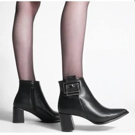 Resim Beyaz Park Moda Yan Toka Detaylı Topukulu Günlük Kadın Bot Siyah Siyah 