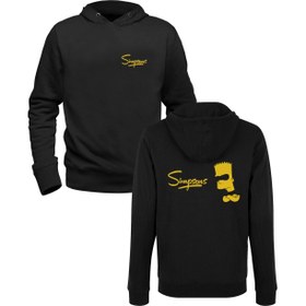 Resim Simpsons Siyah Ön Arka Baskılı Çocuk Sweatshirt 